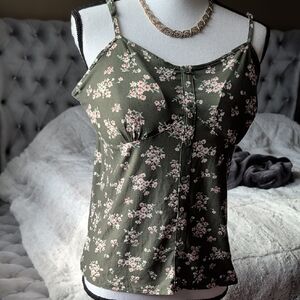 No Boundaries Olive Floral Camisole